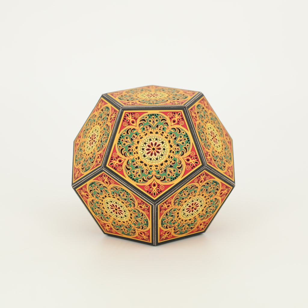 MikhaLuma Logos handcrafted dodecahedron paper lantern, unlit in daylight