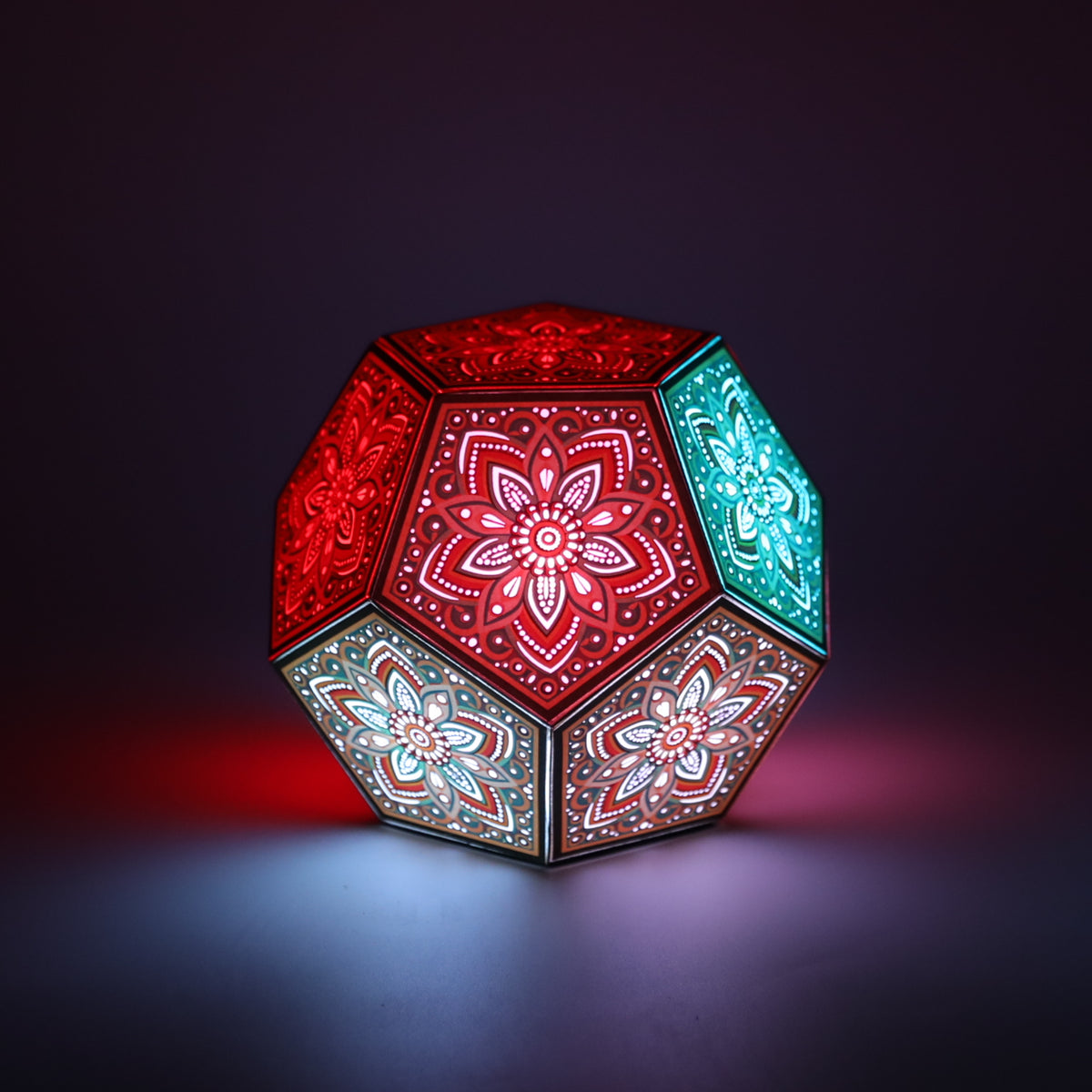 MikhaLuma Xenia dodecahedron lantern in Glow style, glowing softly from within