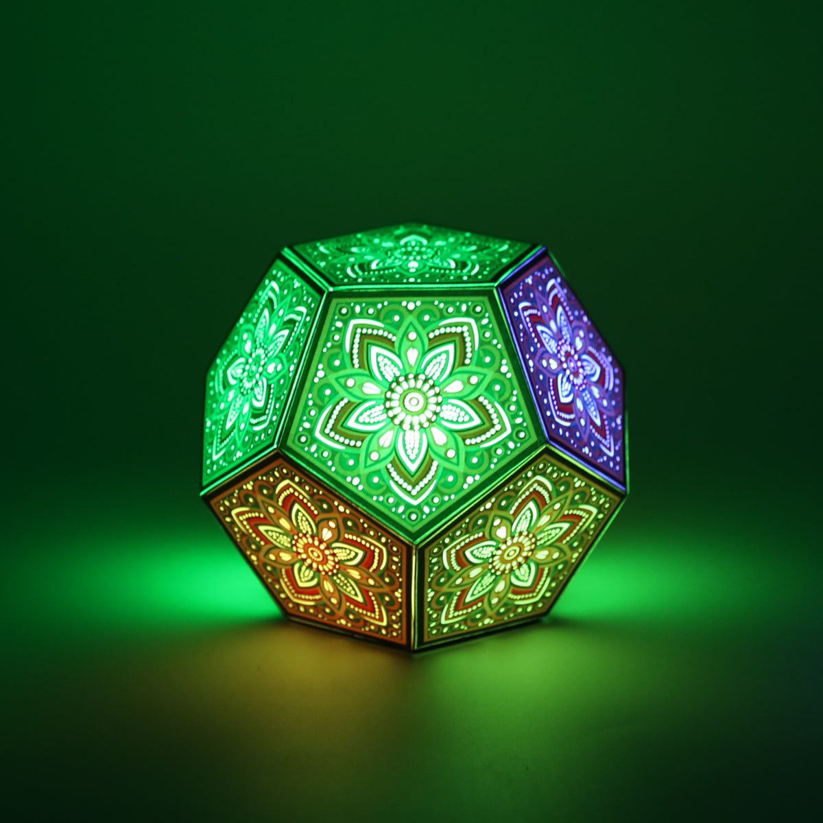 MikhaLuma Xenia dodecahedron lantern in Glow style, glowing softly from within