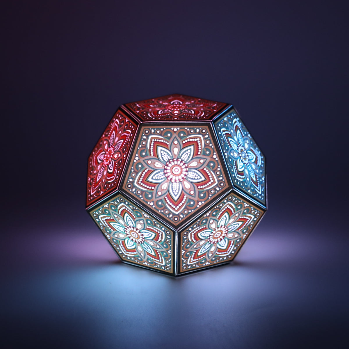 MikhaLuma Xenia dodecahedron lantern in Glow style, glowing softly from within