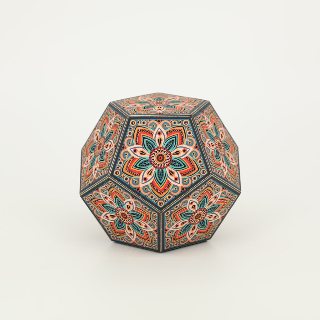 MikhaLuma Xenia handcrafted dodecahedron paper lantern, unlit in daylight