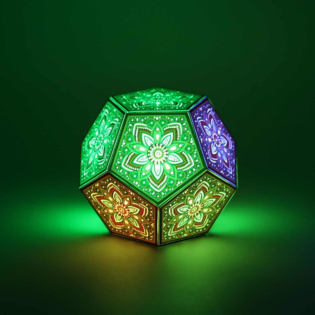 MikhaLuma Storge dodecahedron lantern in Glow style, glowing softly from within
