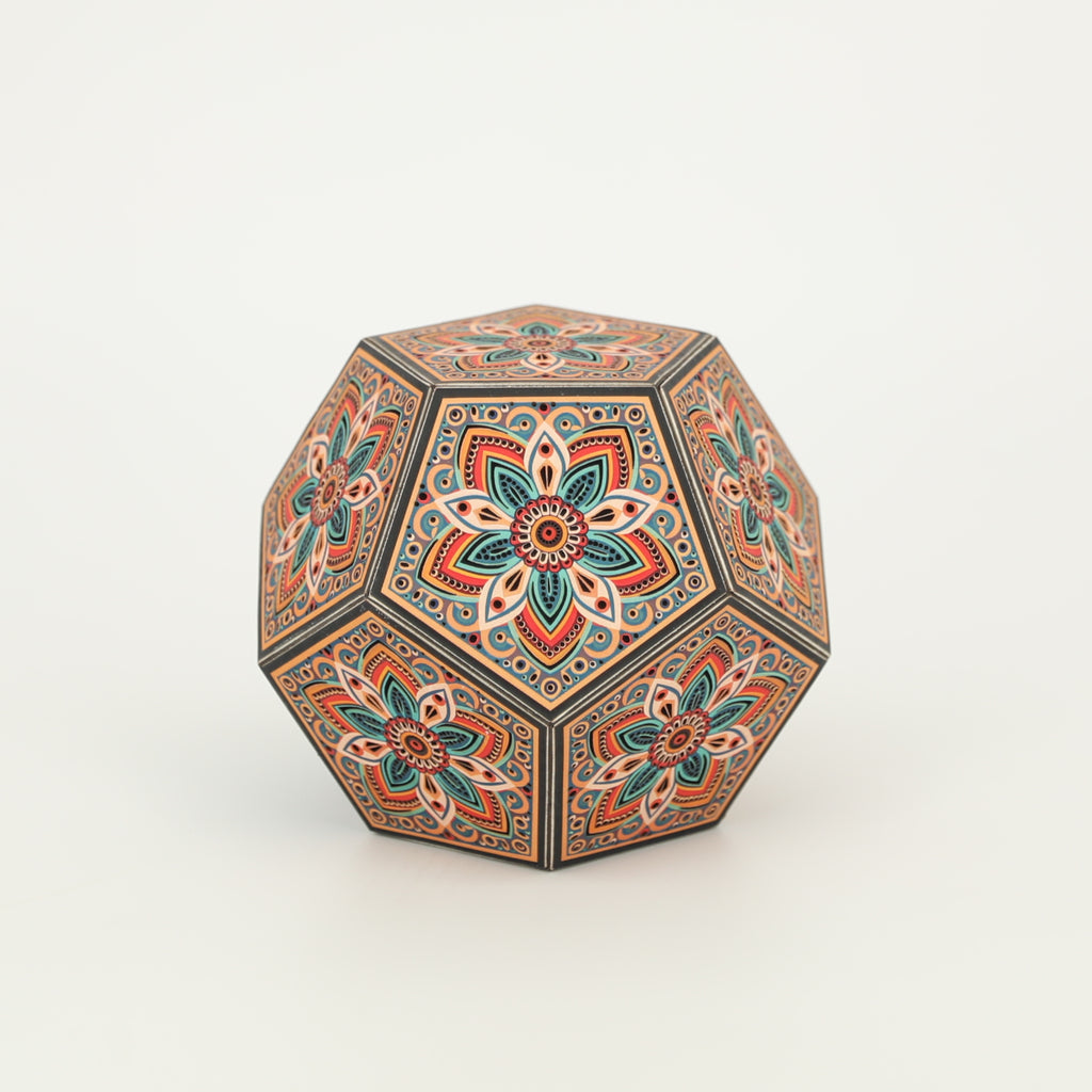 MikhaLuma Storge handcrafted dodecahedron paper lantern, unlit in daylight