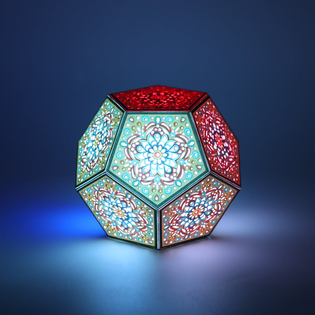 MikhaLuma Eunoia dodecahedron lantern in Glow style, glowing softly from within