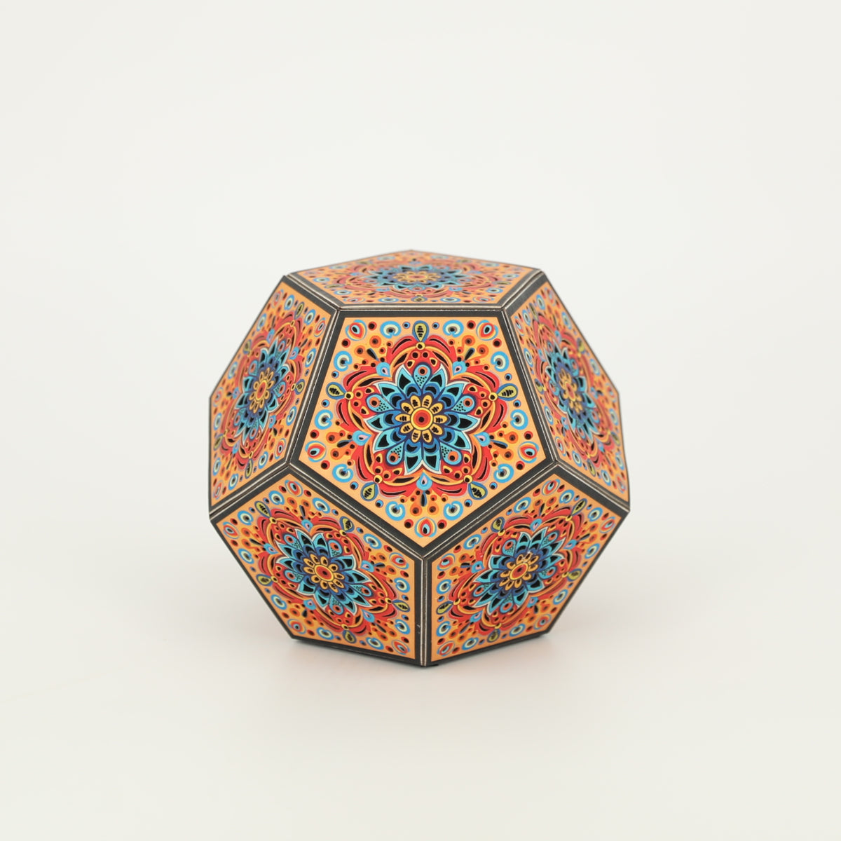 MikhaLuma Eunoia handcrafted dodecahedron paper lantern, unlit in daylight
