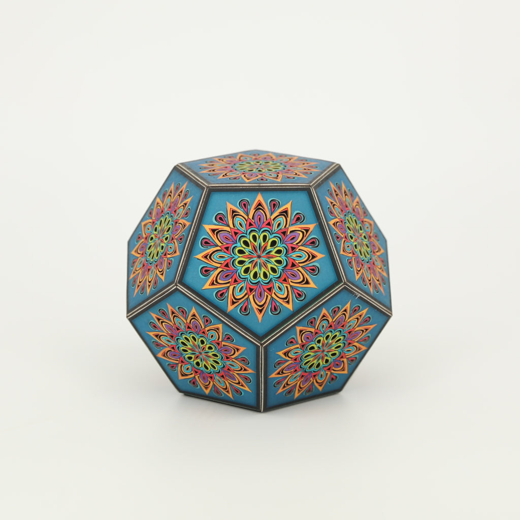 MikhaLuma Episteme handcrafted dodecahedron paper lantern, unlit in daylight