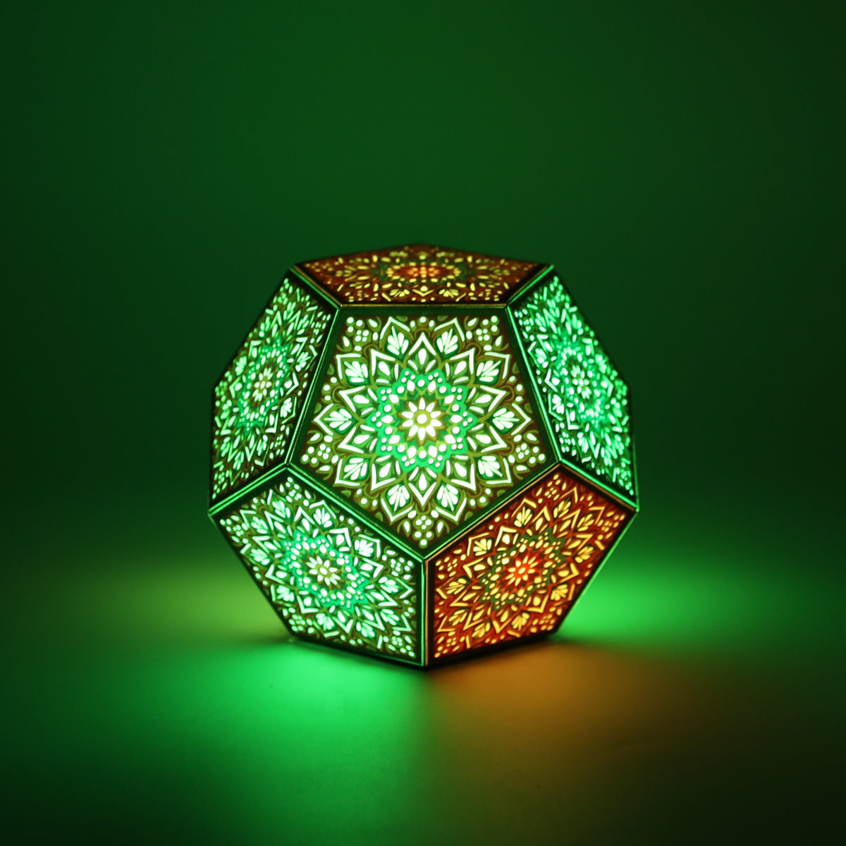 MikhaLuma Eudaimonia dodecahedron lantern in Glow style, glowing softly from within