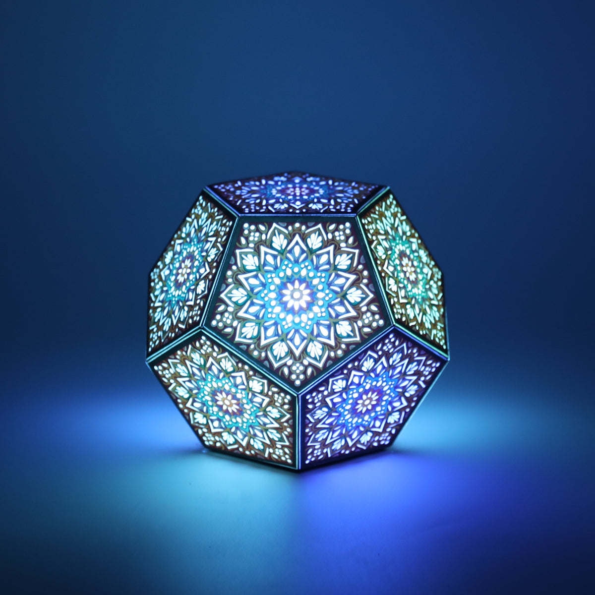 MikhaLuma Eudaimonia dodecahedron lantern in Glow style, glowing softly from within