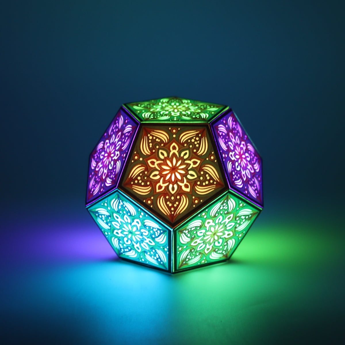 MikhaLuma Ataraxia dodecahedron lantern in Glow style, glowing softly from within