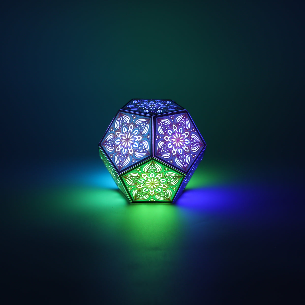MikhaLuma Ataraxia dodecahedron lantern in Glow style, glowing softly from within