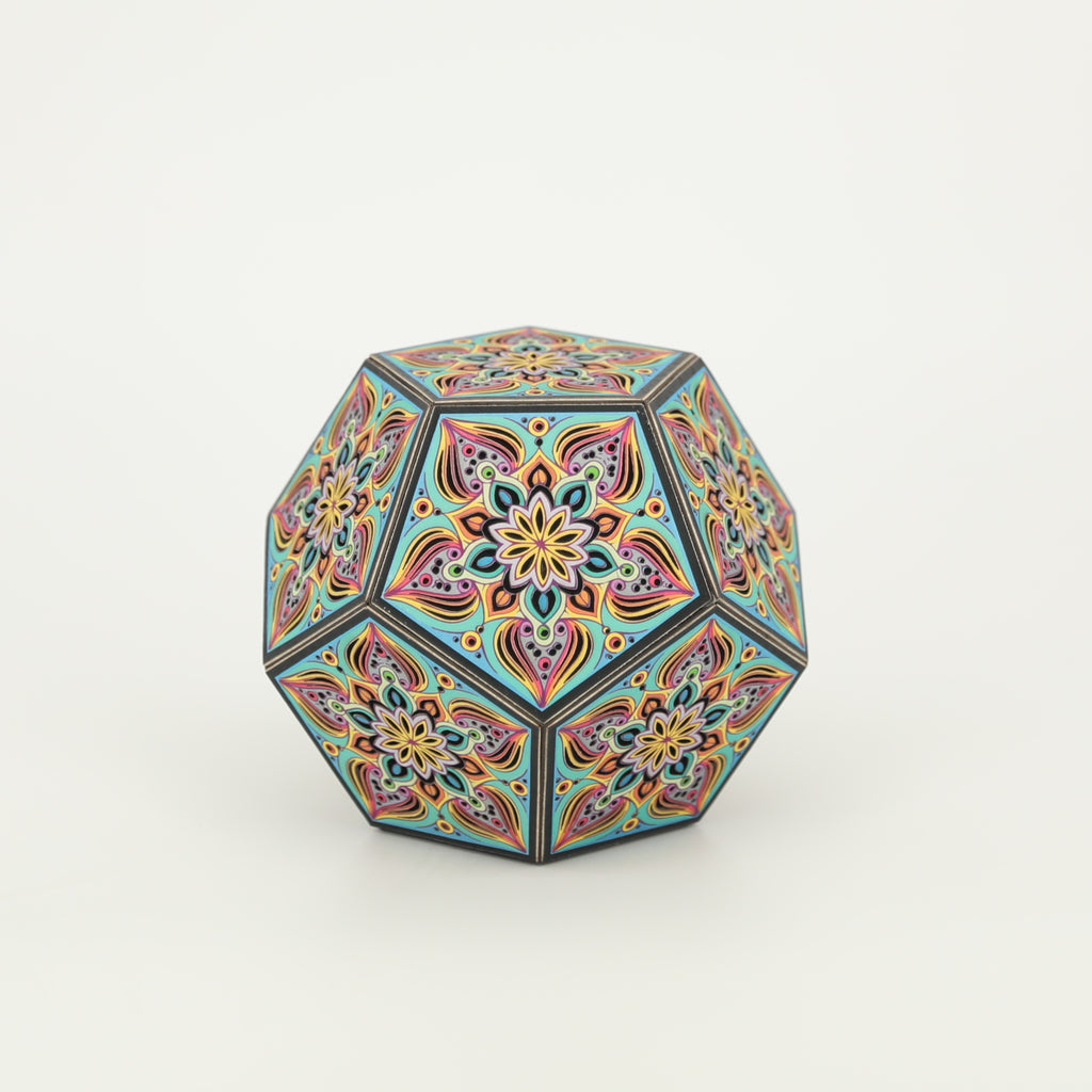 MikhaLuma Ataraxia handcrafted dodecahedron paper lantern, unlit in daylight
