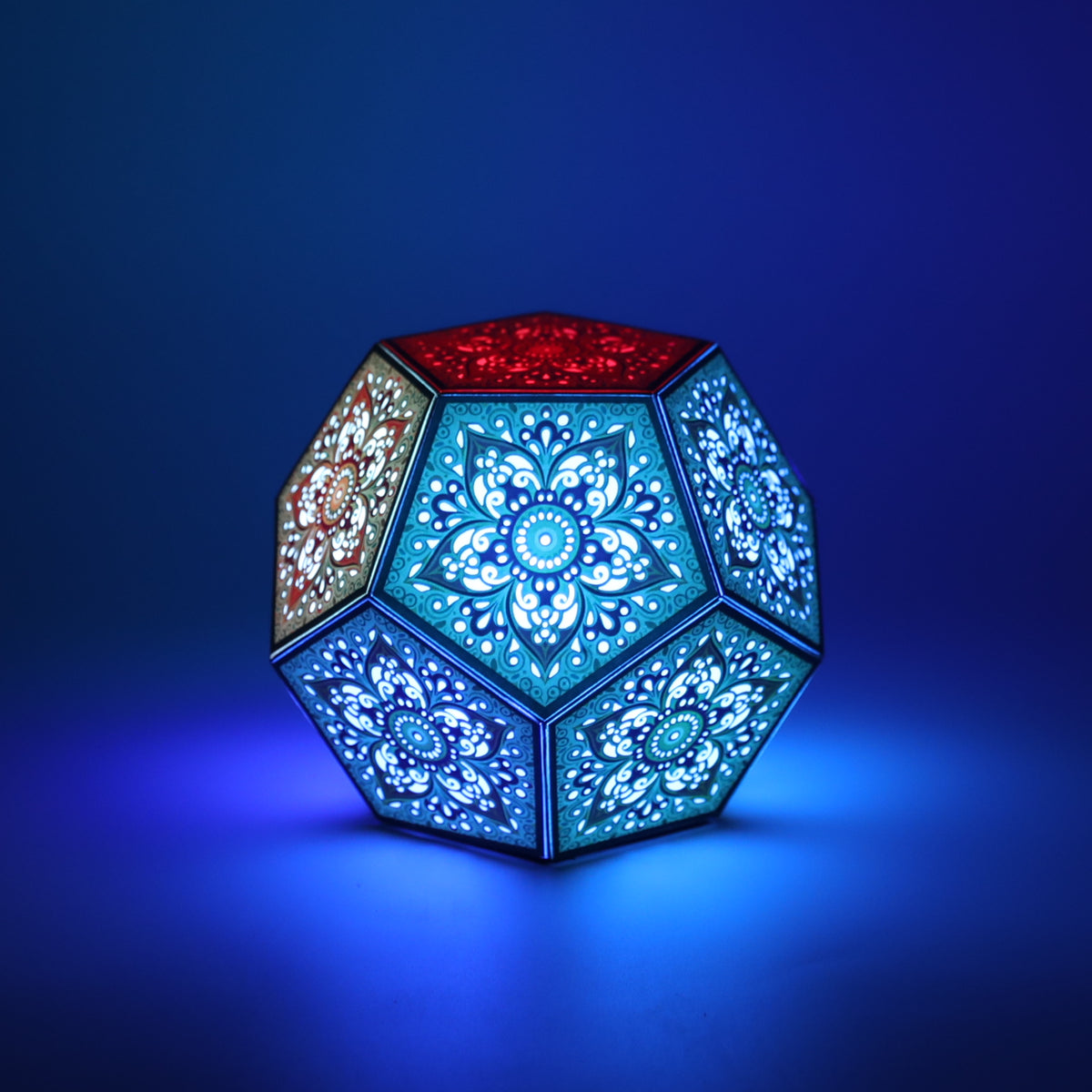 MikhaLuma Aletheia dodecahedron lantern in Glow style, glowing softly from within