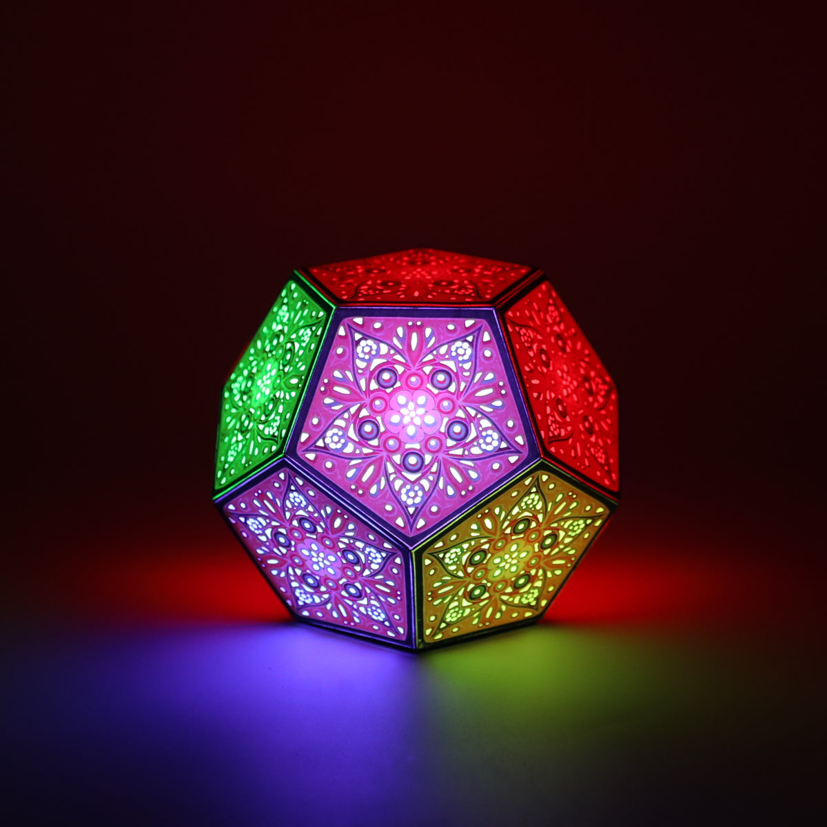 MikhaLuma Phronesis dodecahedron lantern in Glow style, glowing softly from within