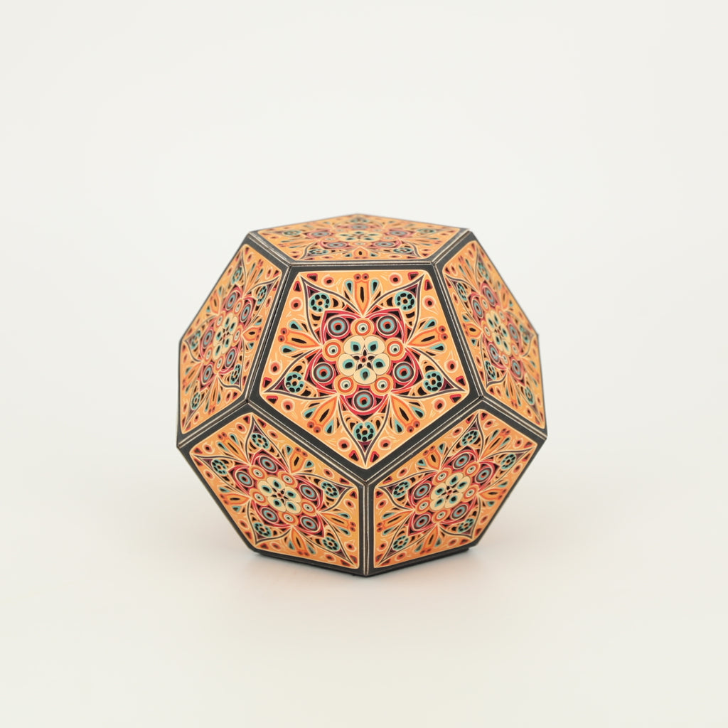 MikhaLuma Phronesis handcrafted dodecahedron paper lantern, unlit in daylight