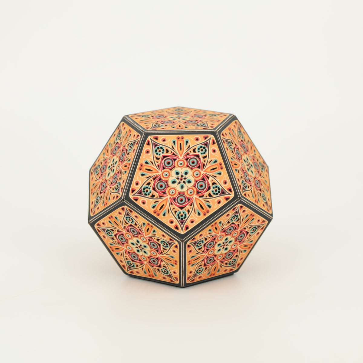 MikhaLuma Phronesis handcrafted dodecahedron paper lantern, unlit in daylight