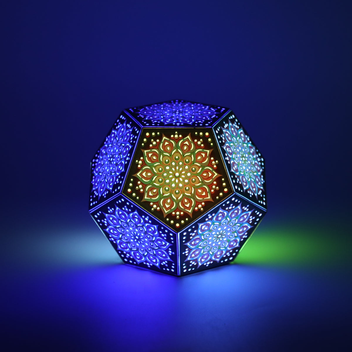 MikhaLuma Oneiros dodecahedron lantern in Glow style, glowing softly from within