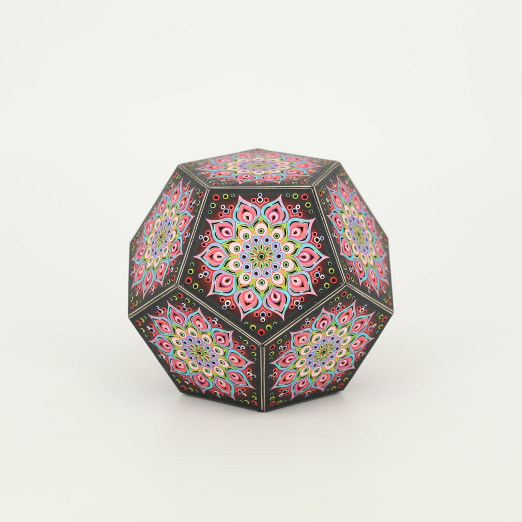 MikhaLuma Oneiros handcrafted dodecahedron paper lantern, unlit in daylight