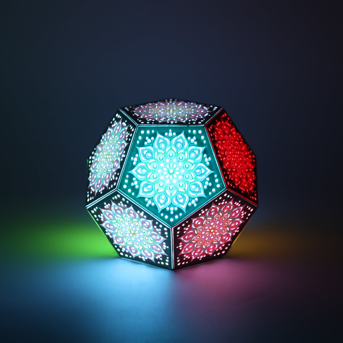 MikhaLuma Sophia dodecahedron lantern in Glow style, glowing softly from within