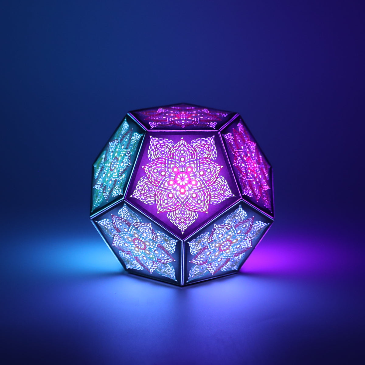 MikhaLuma Eros dodecahedron lantern in Glow style, glowing softly from within