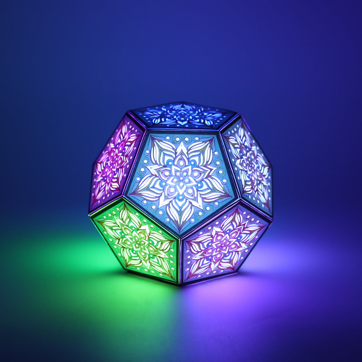 MikhaLuma Metanoia dodecahedron lantern in Glow style, glowing softly from within