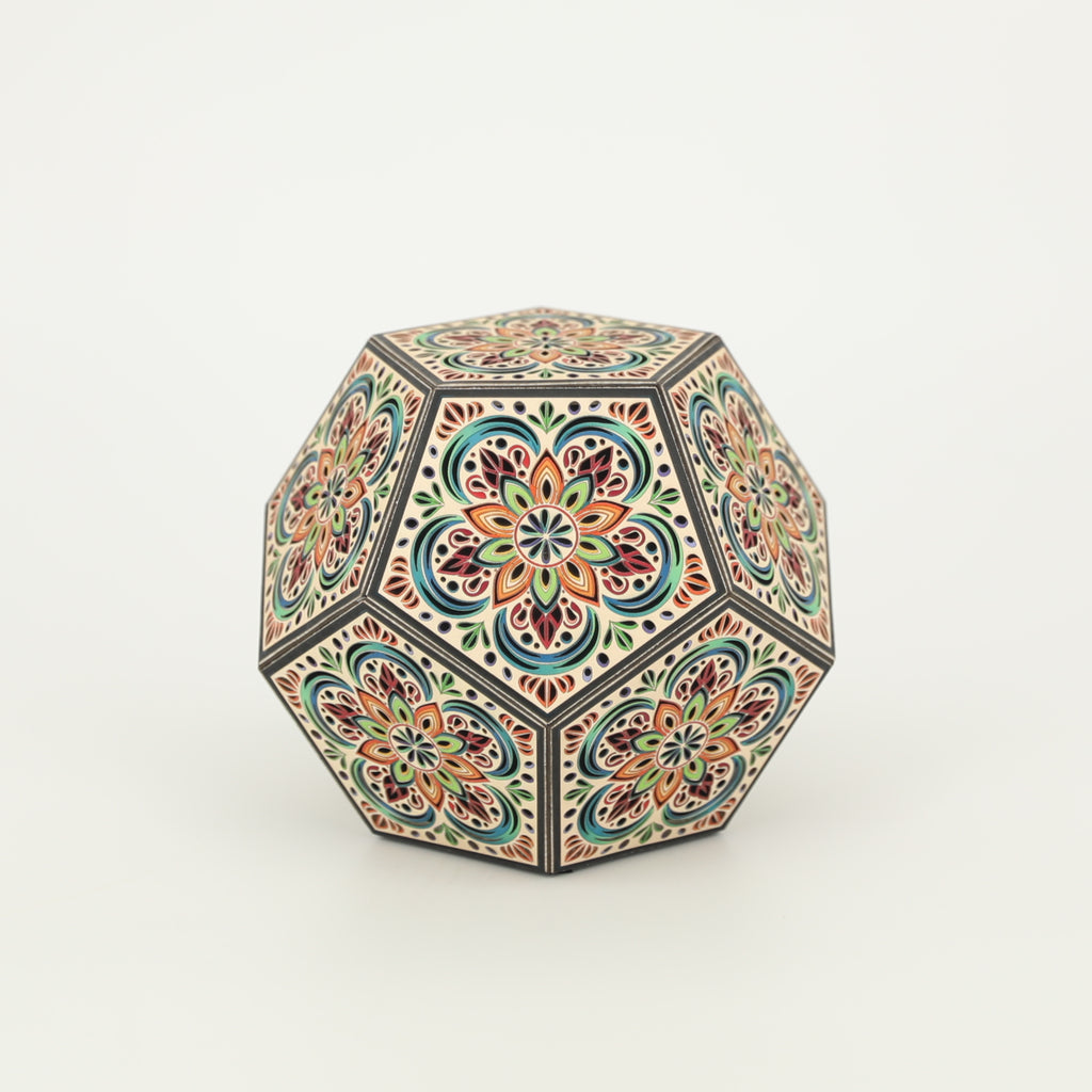 MikhaLuma Agape handcrafted dodecahedron paper lantern, unlit in daylight