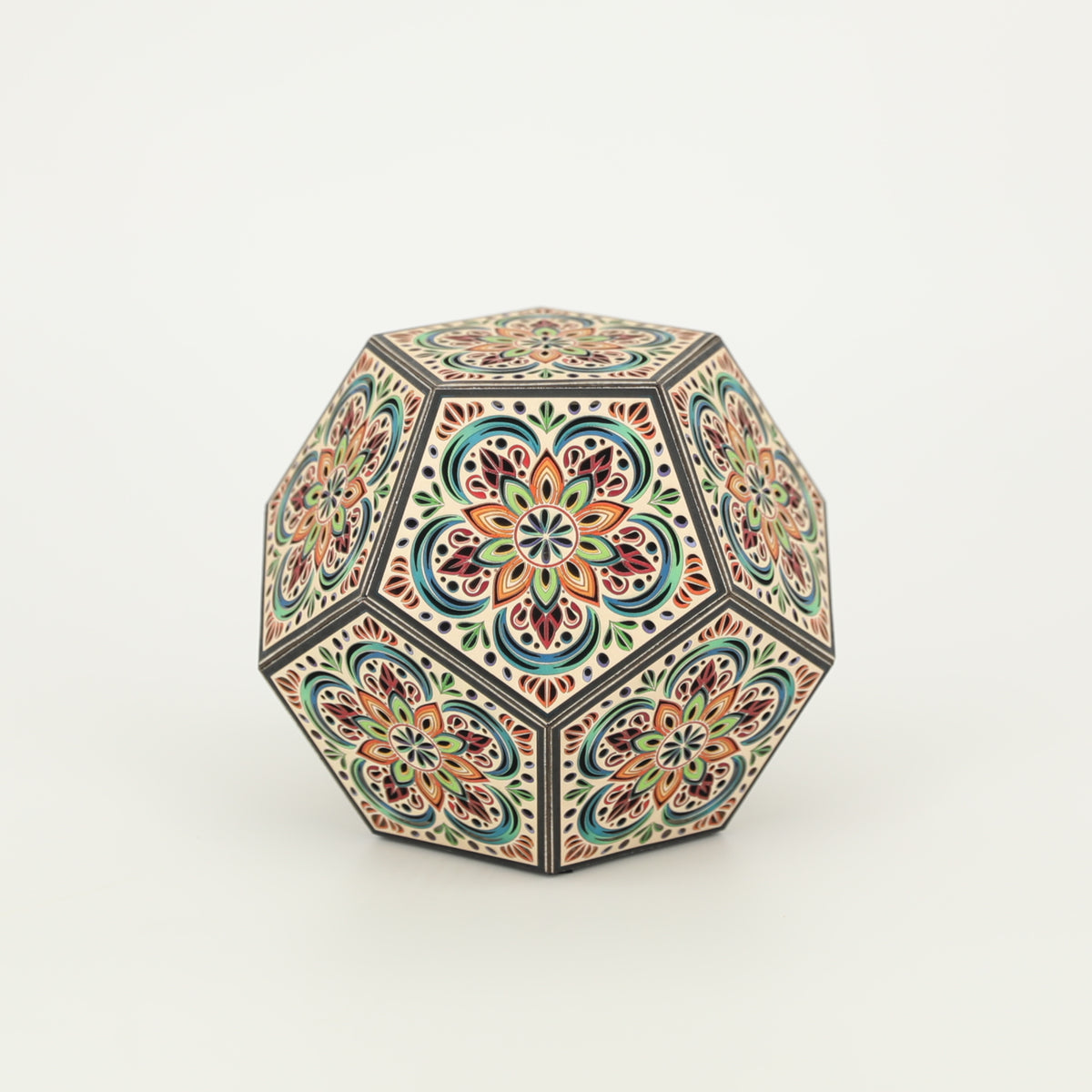 MikhaLuma Agape handcrafted dodecahedron paper lantern, unlit in daylight